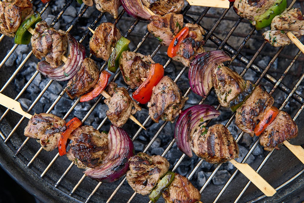 Lamb Kabobs being cooked on a grill