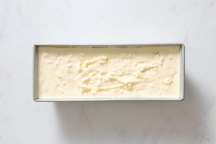 Finished ice cream transferred to a metal container