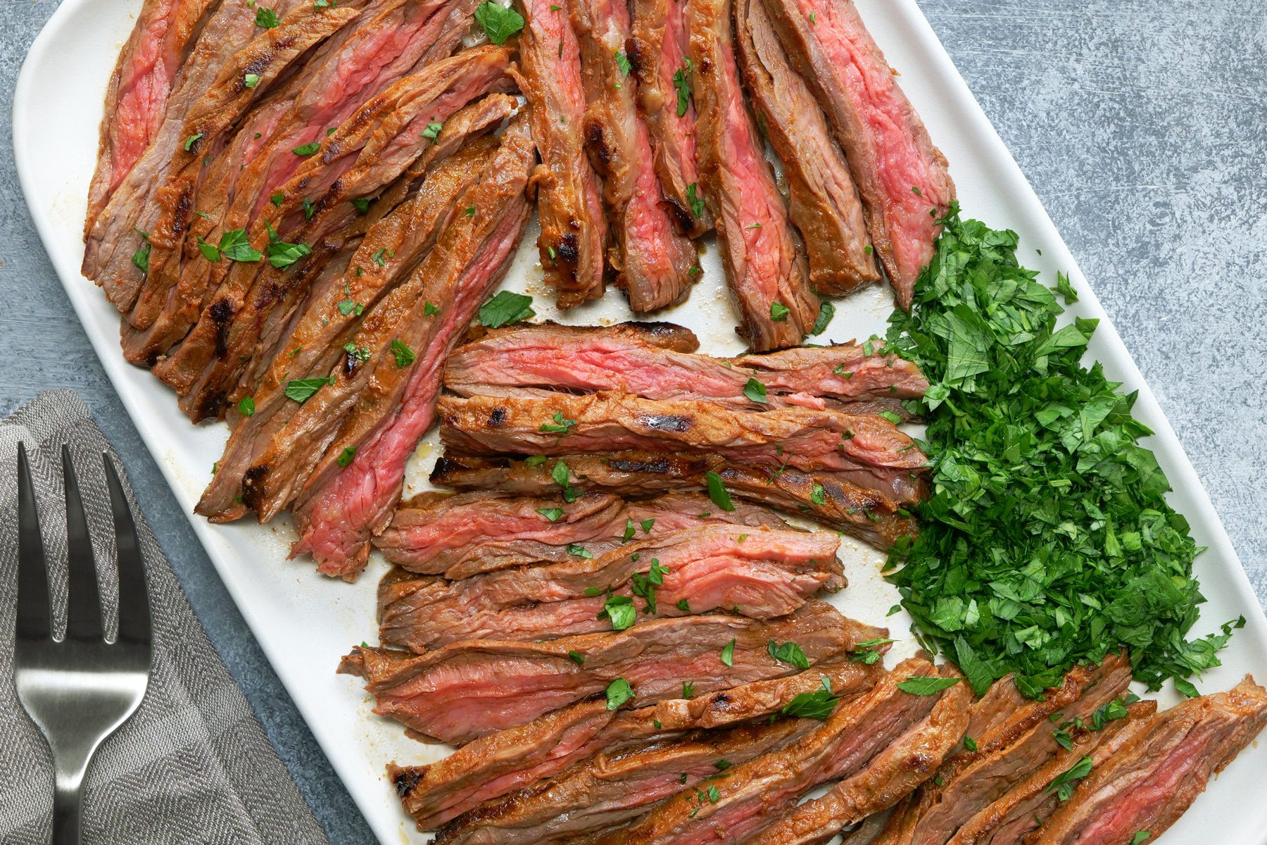 Skirt Steak slices ready to serve
