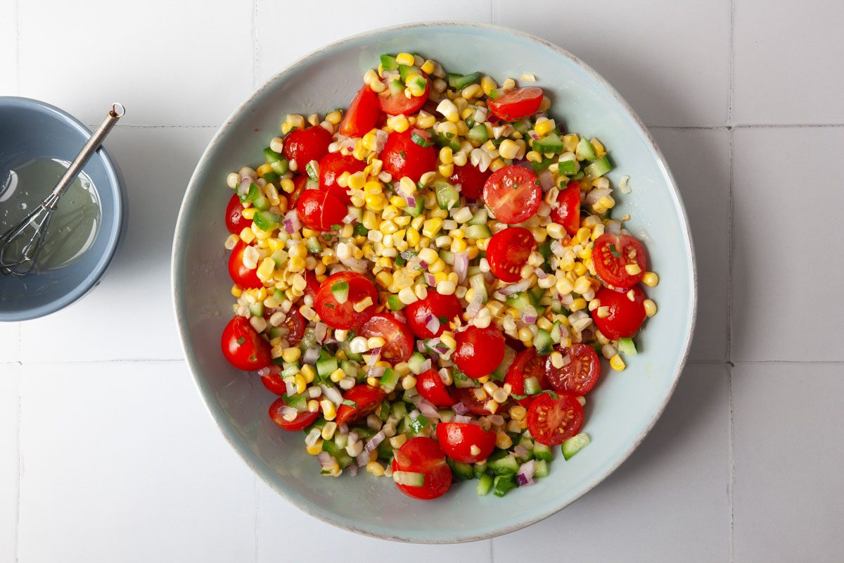 Step 3 of Taste of Home Summer Corn Salad is to toss the salad with the dressing