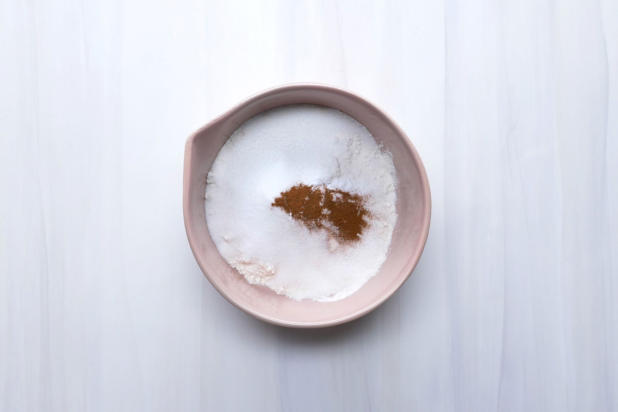 In a large bowl, whisk flour, sugar, baking soda, cinnamon and salt