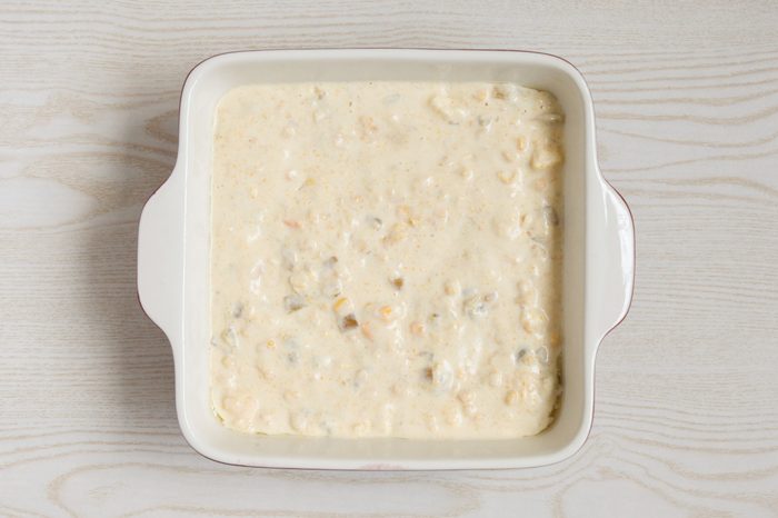 Cheesy Corn Casserole before baking