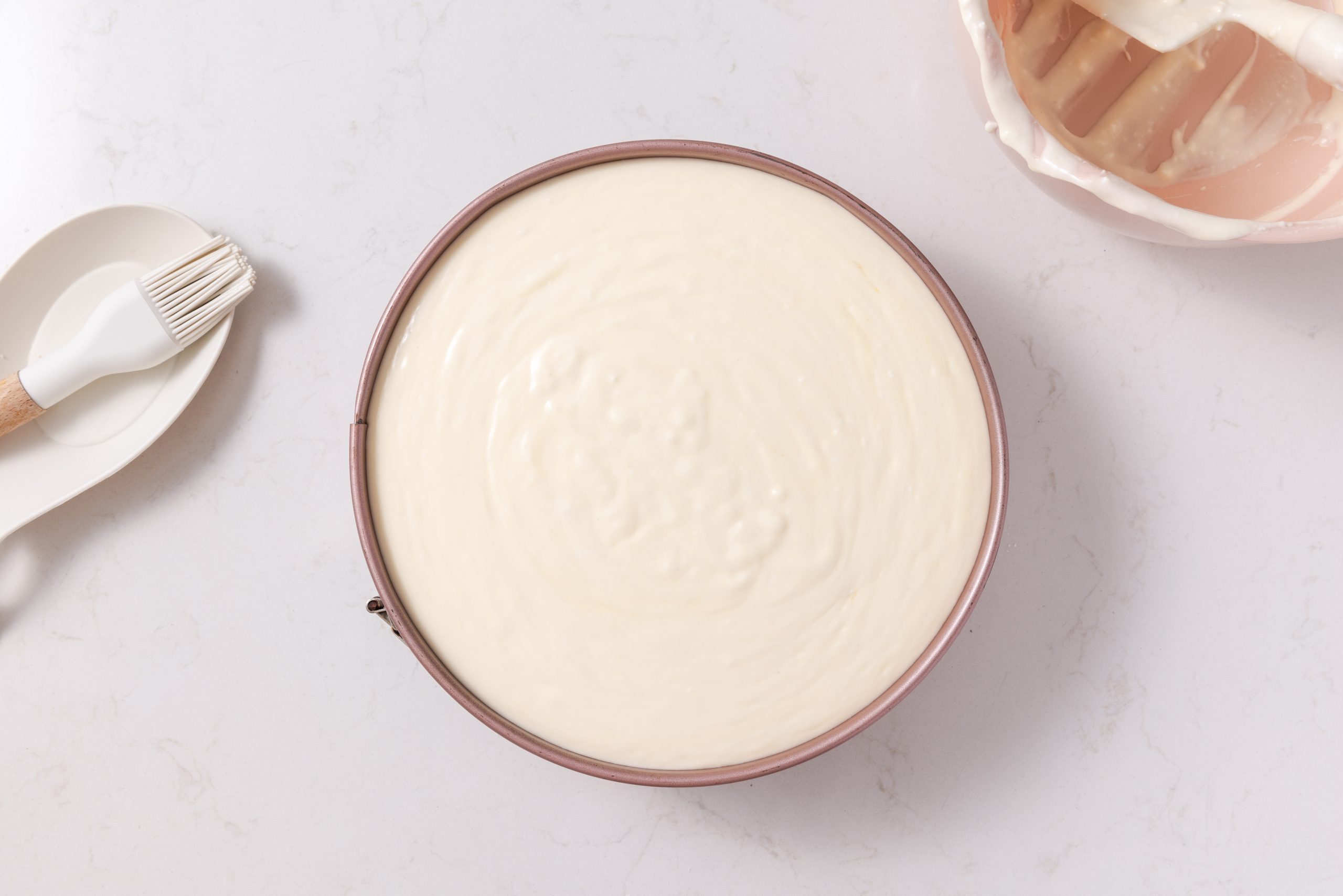 Batter ready and ready to bake in springform pan.