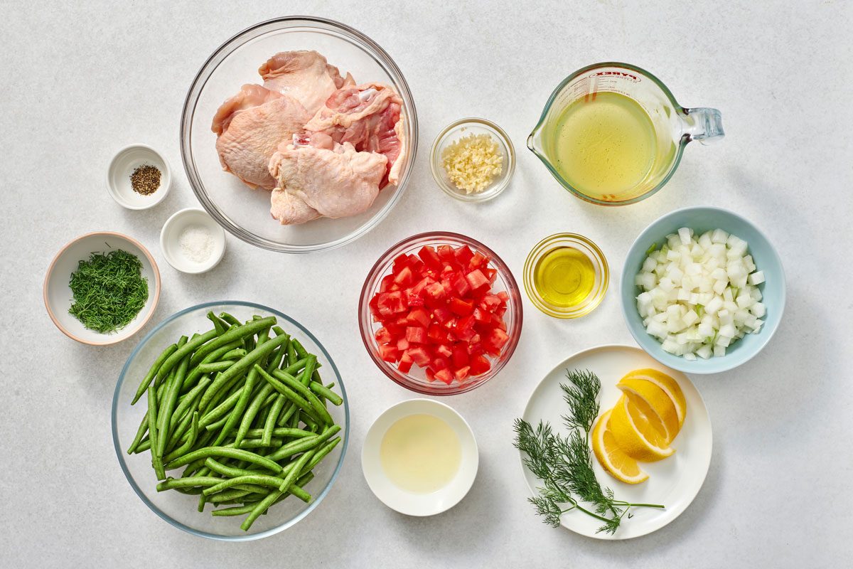 Ingredients for Greek chicken with green beans