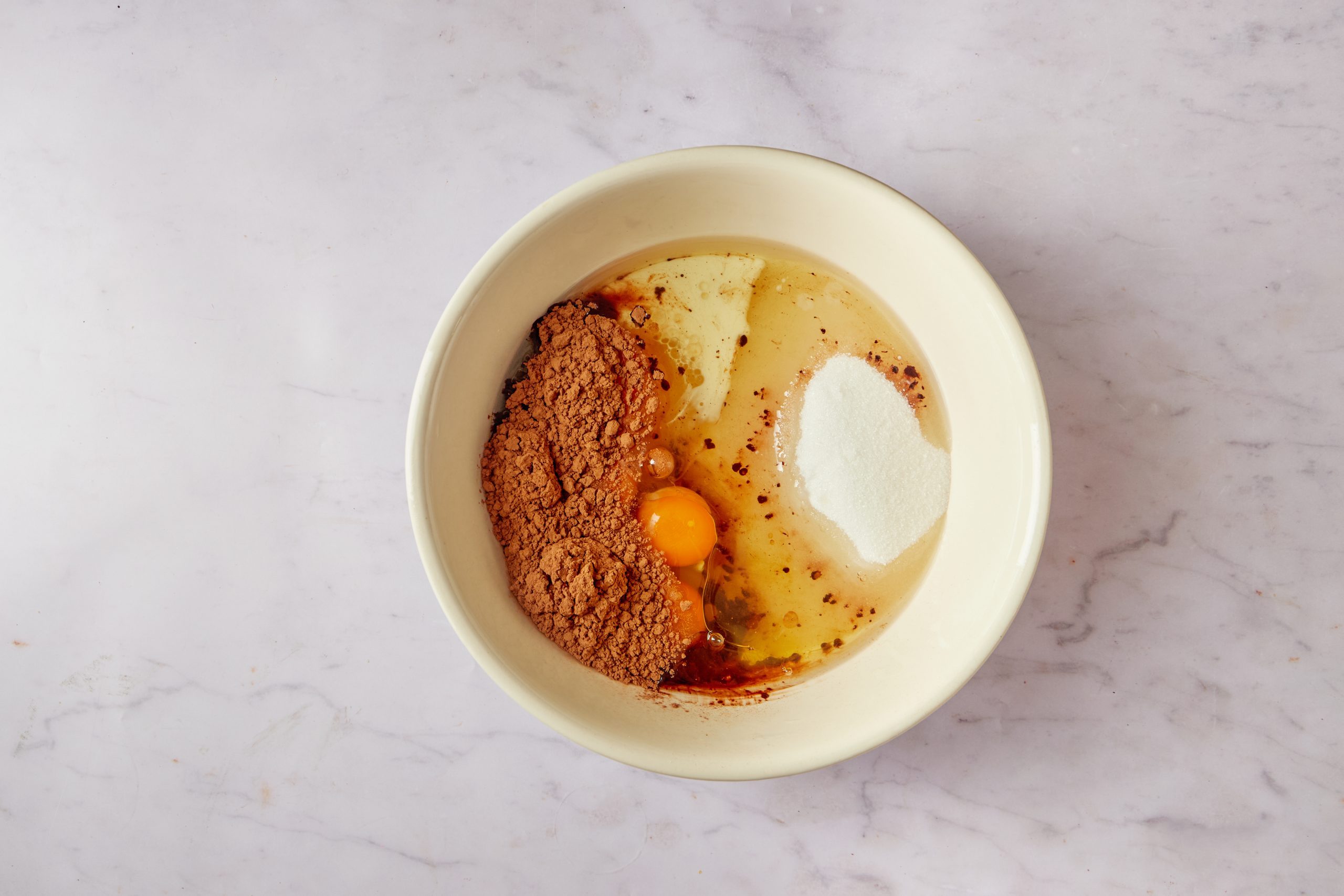 Make the batter for caramel brownies.