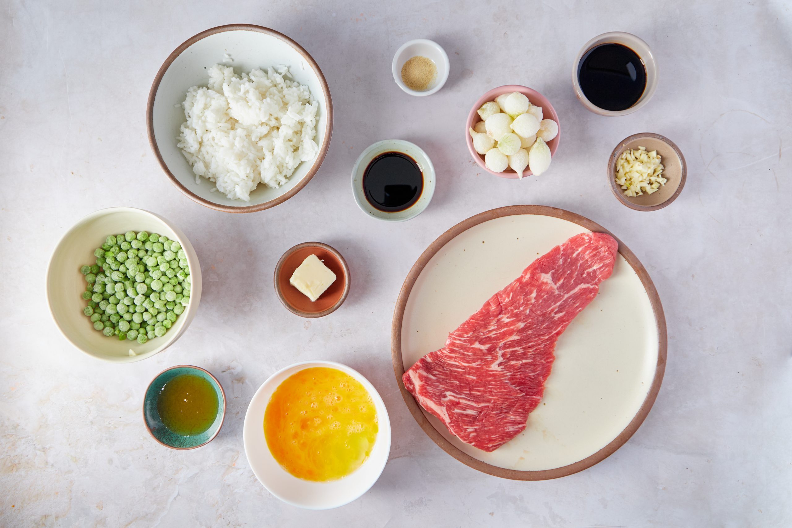 Ingredients for teriyaki steak.