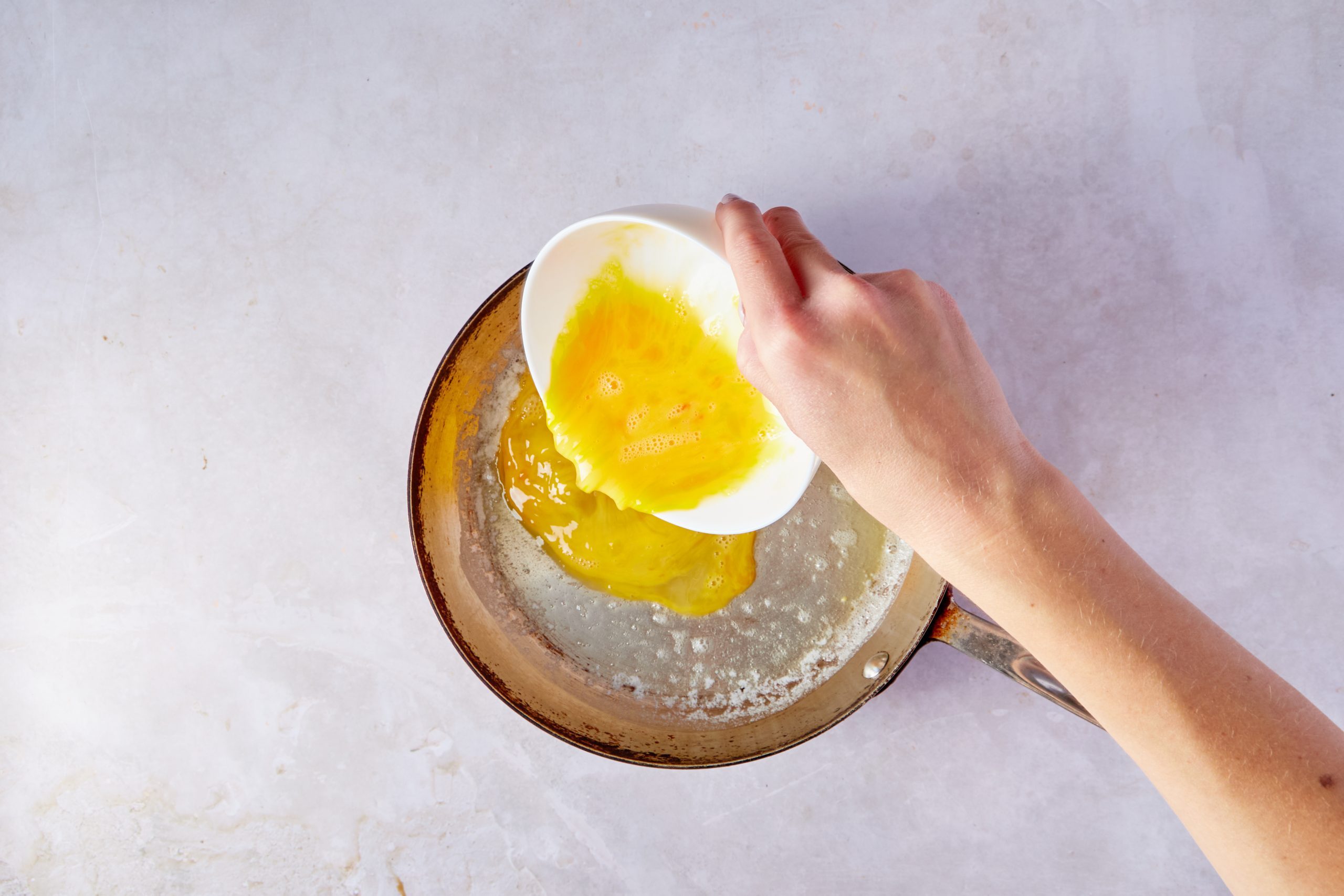 Cook the eggs for teriyaki steak.