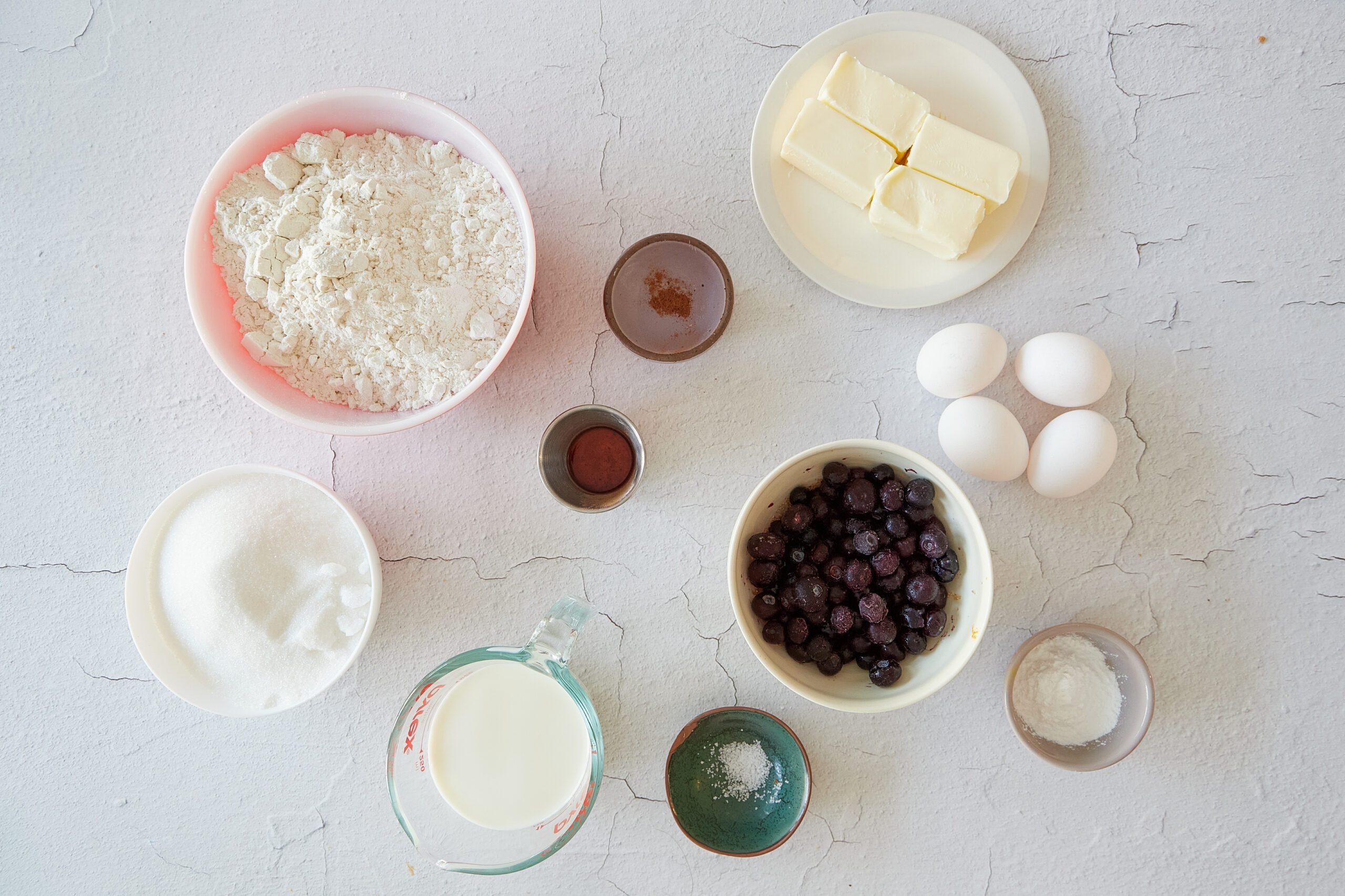 Ingredients for easy blueberry muffins