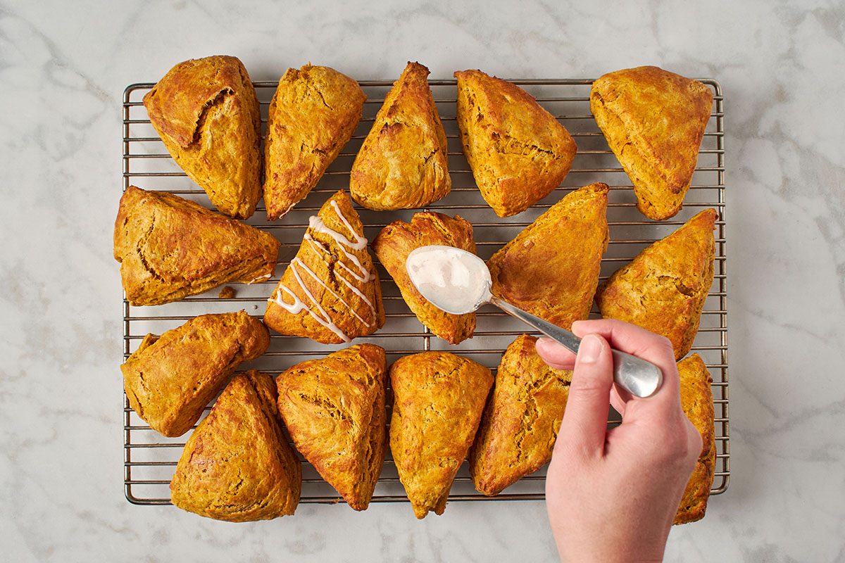 Drizzle glaze on scones