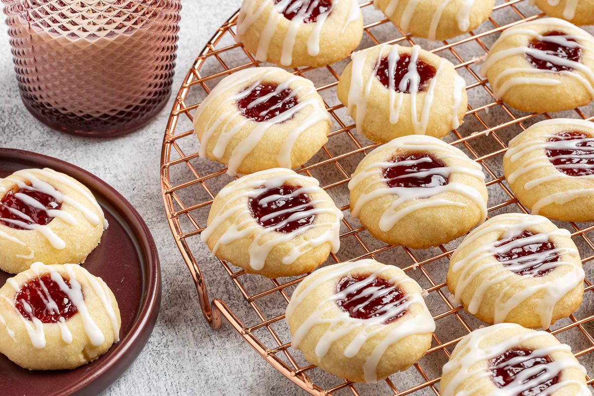 Taste of Home Raspberry Thumbprint cookies photo of the finished recipe.