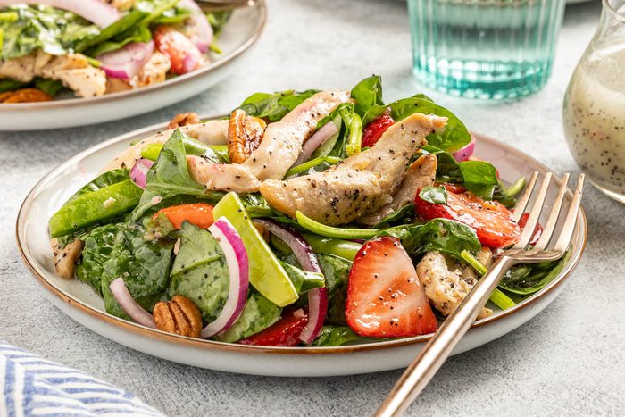 Taste of Home Strawberry Chicken Salad recipe photo of the completed recipe.