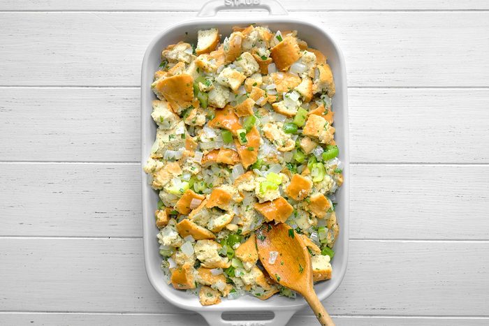 spread prepared mixture in a baking dish