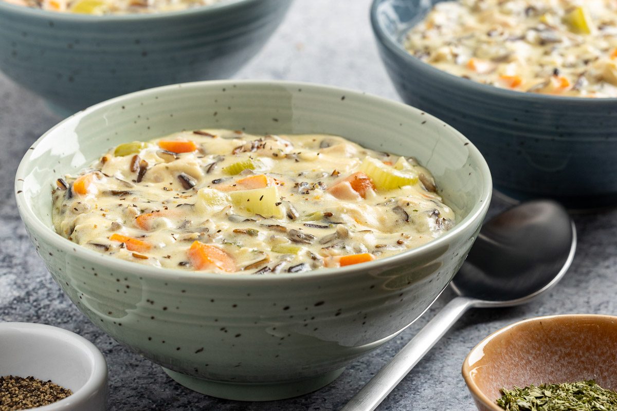 Taste of Home Turkey and Wild Rice recipe photo of the finished recipe served into bowls.