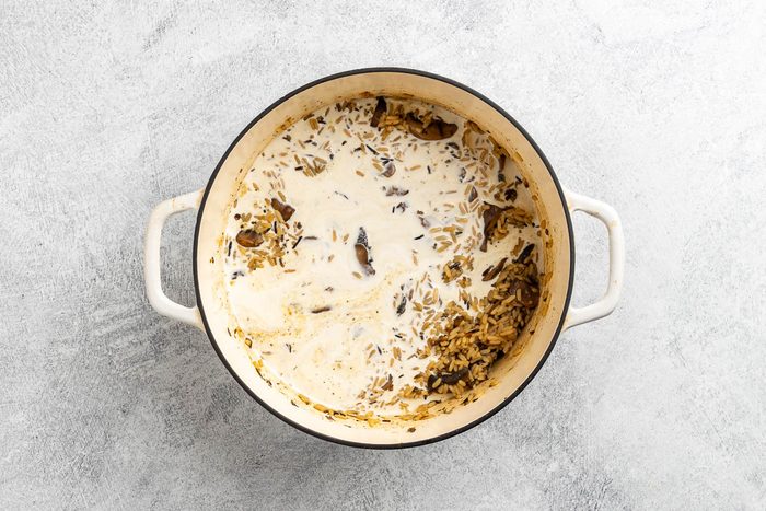 Taste of Home Wild Rice and Mushroom Soup recipe photo cream added to the soup.