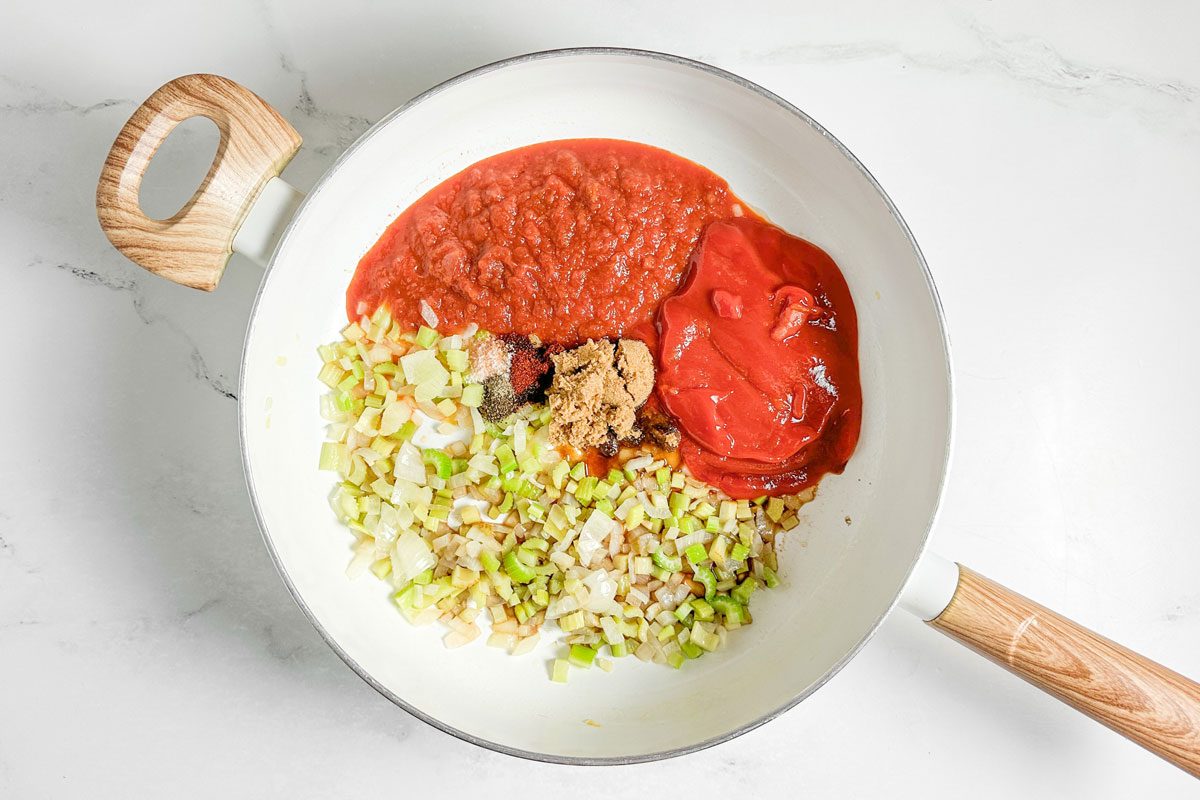 Taste of Home Barbecue Chicken in a white skillet