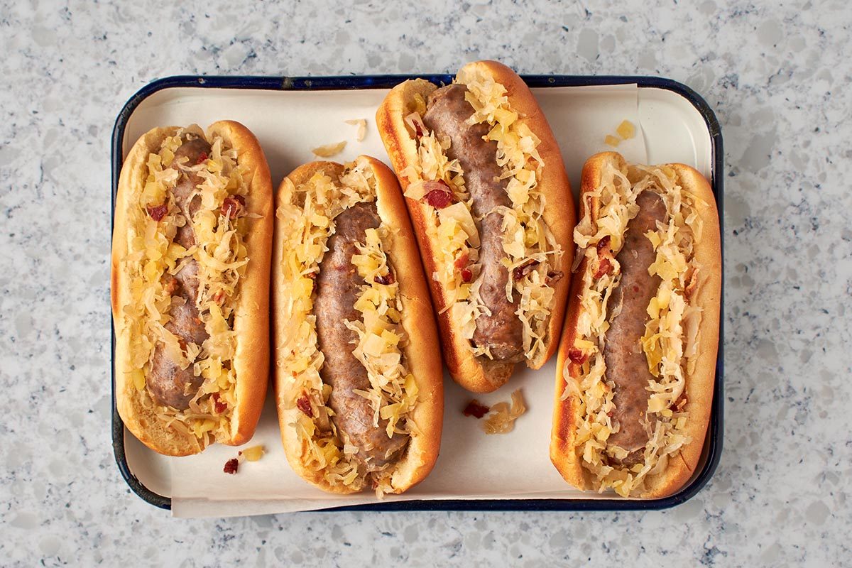 This Taste of Home recipe for brats and sauerkraut is not only easy to make, it's delicious too.