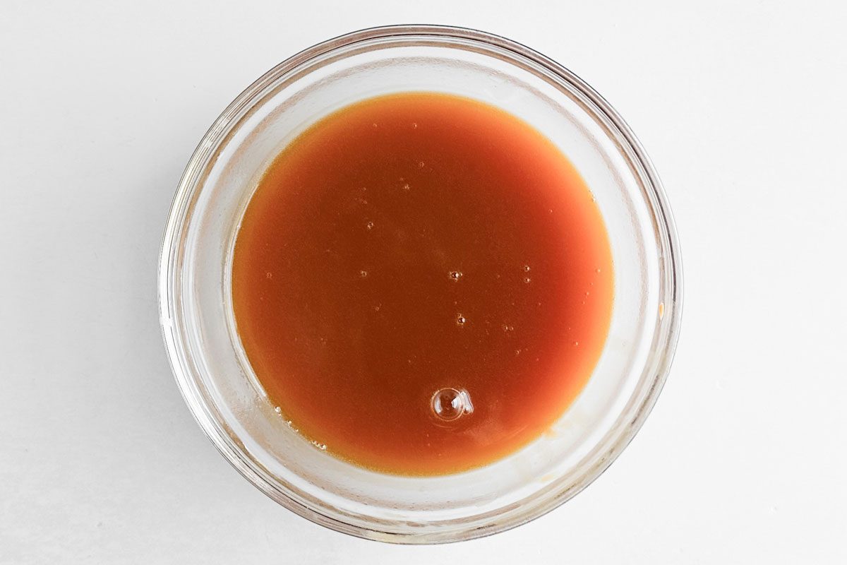 Butterscotch for Taste of Home Butterscotch Cake in a glass bowl on a marble surface