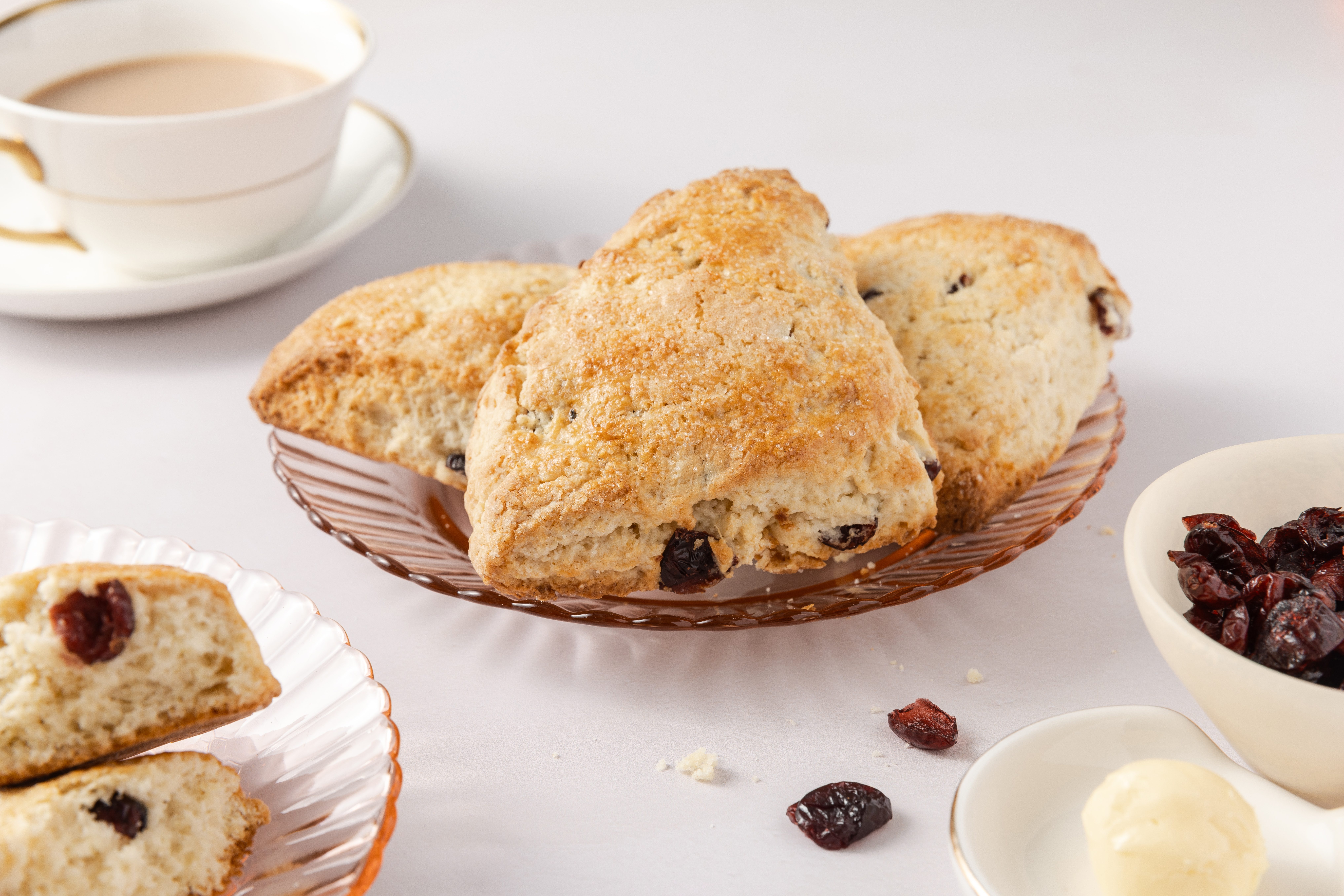 Scones baked served on plate.