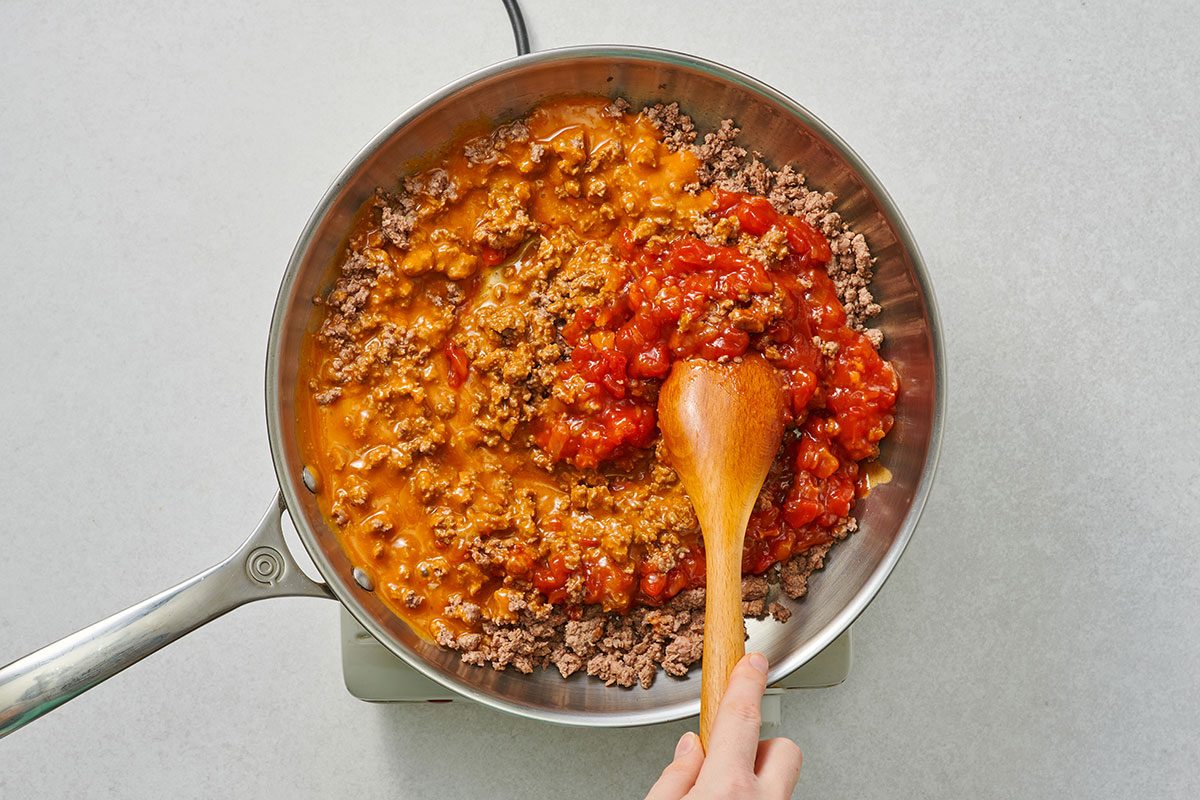 Preparing the ground beef filling