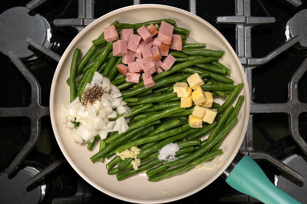 Green Beans And Ham ready to be cooked
