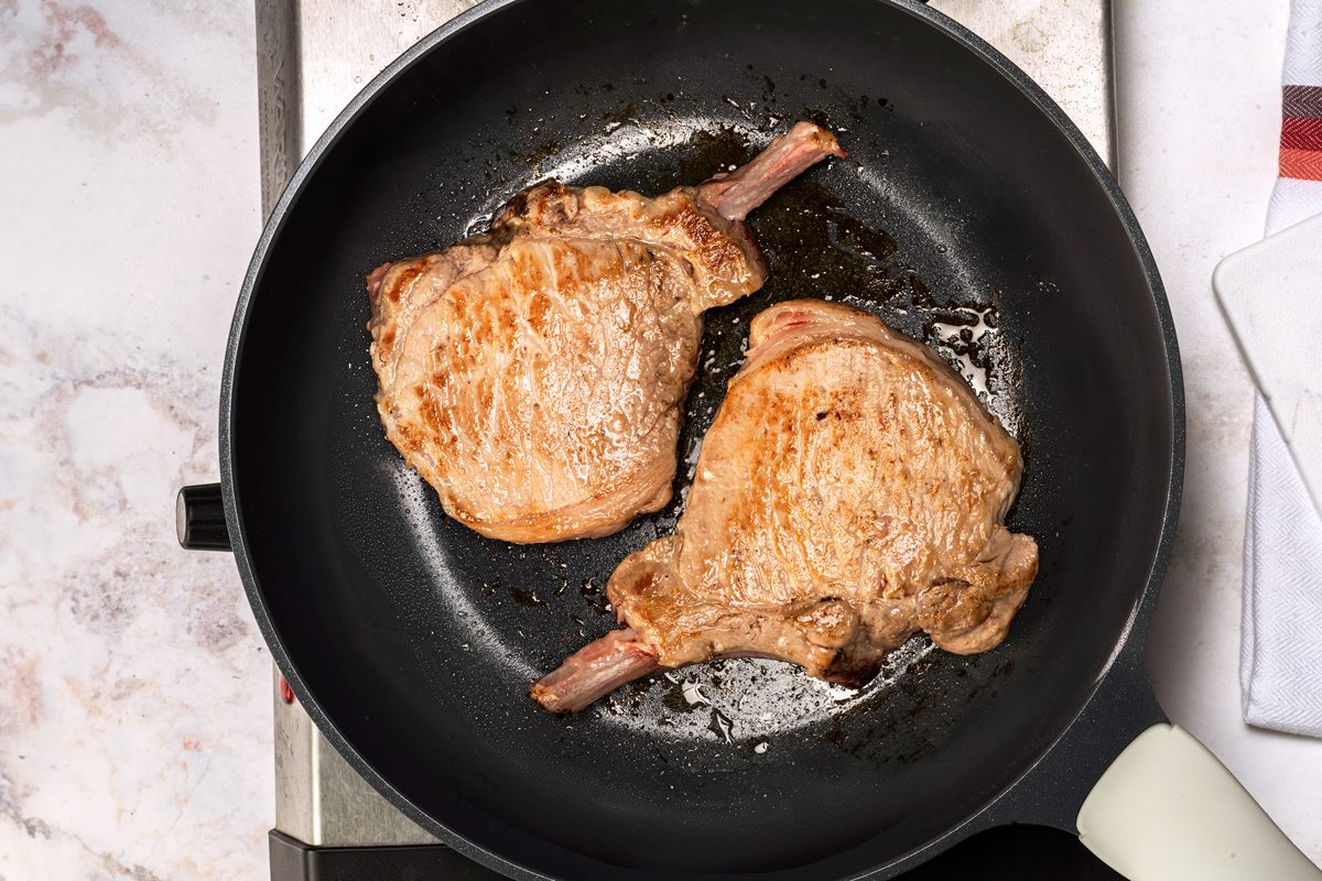 pan frying the Pork Chops