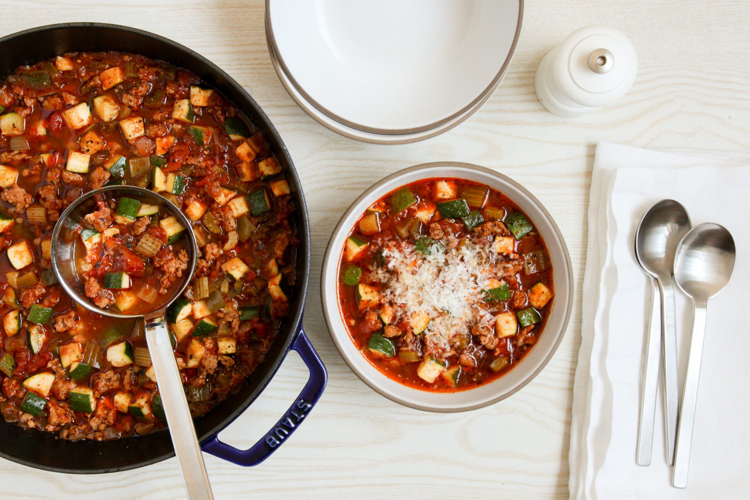 Serving Italian Vegetable Soup