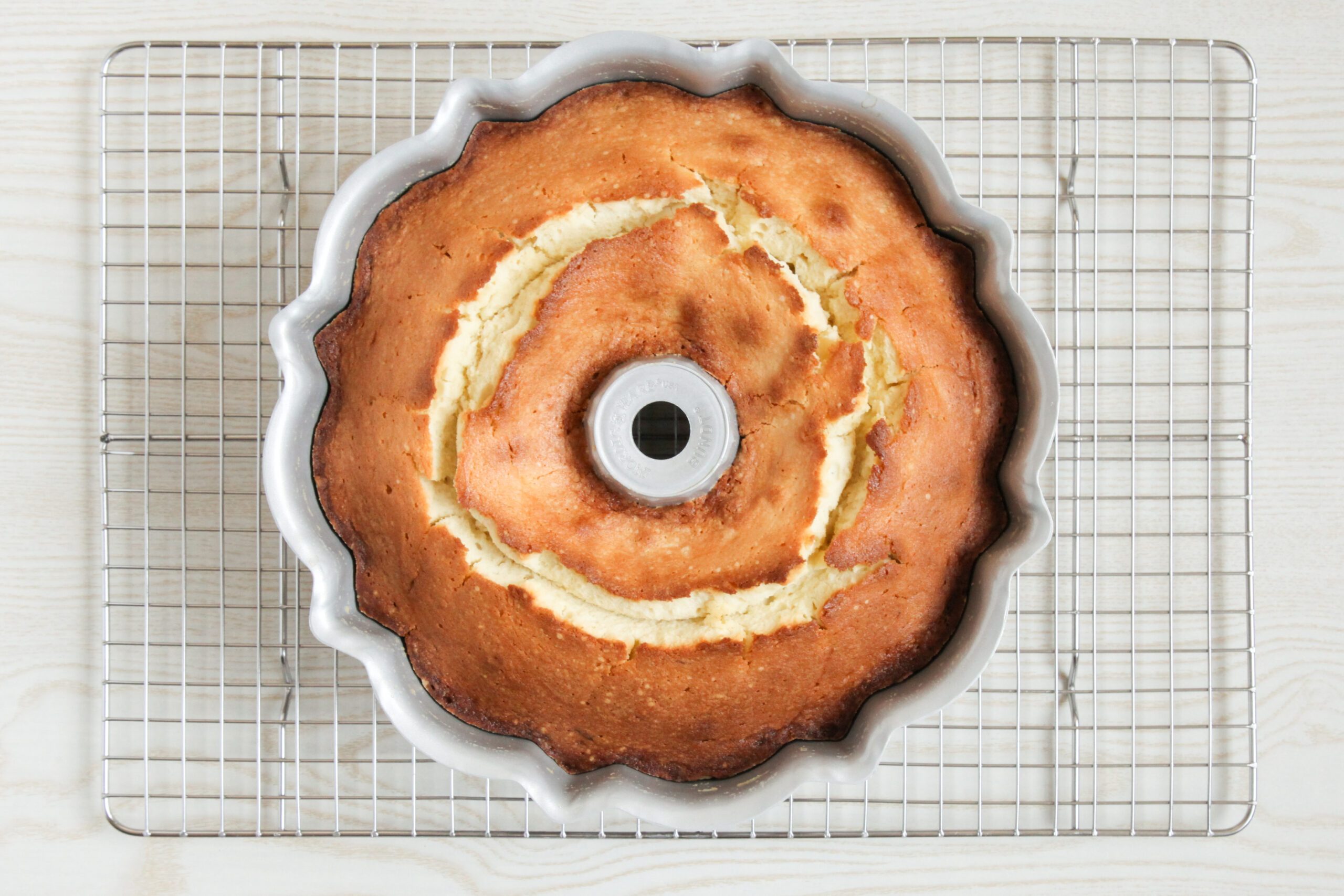Key Lime Pound Cake baked in a bundt pan