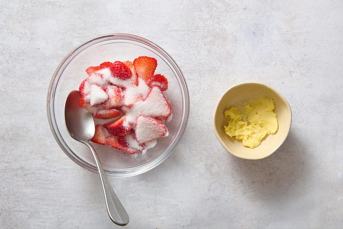 Making the toppings in two separate bowls