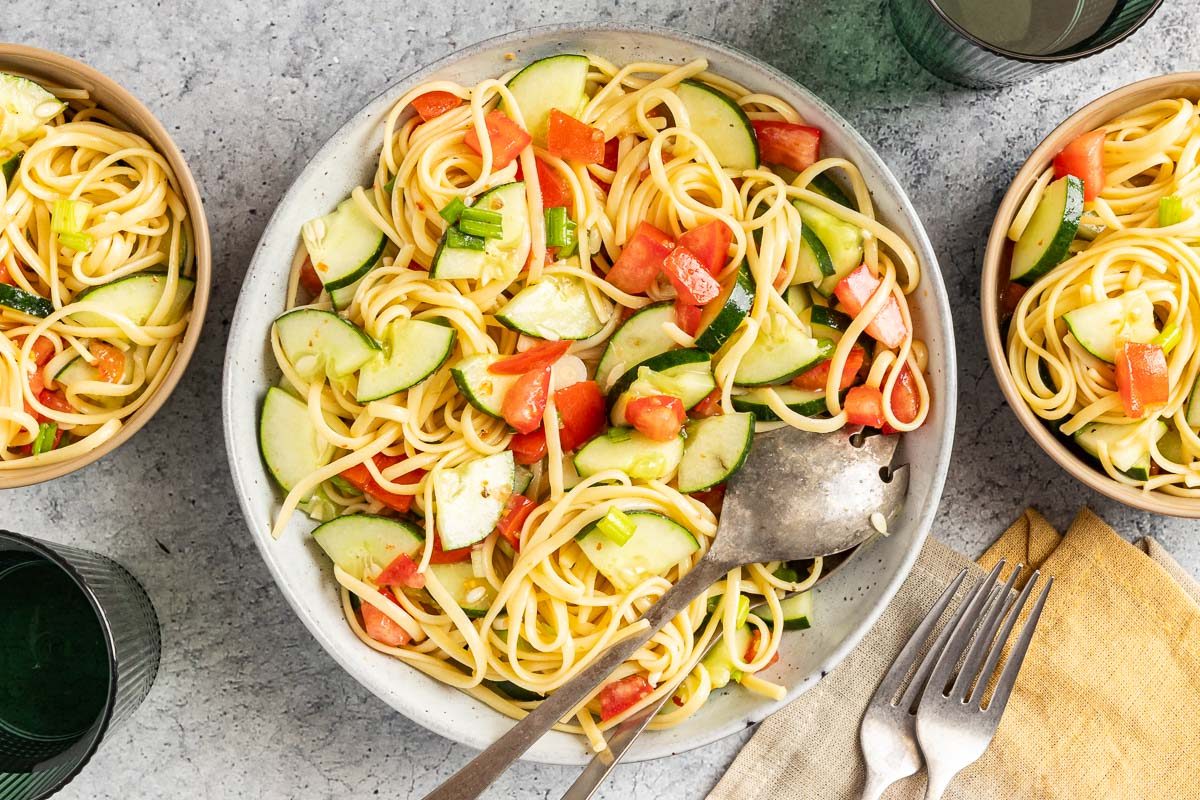 Taste of Home Linguine Salad recipe photo of the finished recipe.