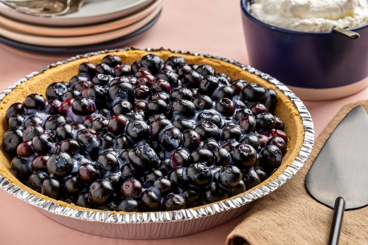 Taste of Home No Bake Blueberry Pie recipe photo of the finished recipe.