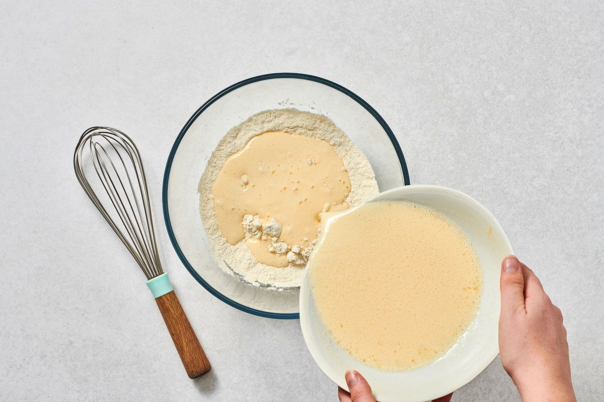 Combining ingredients for buttermilk waffle batter