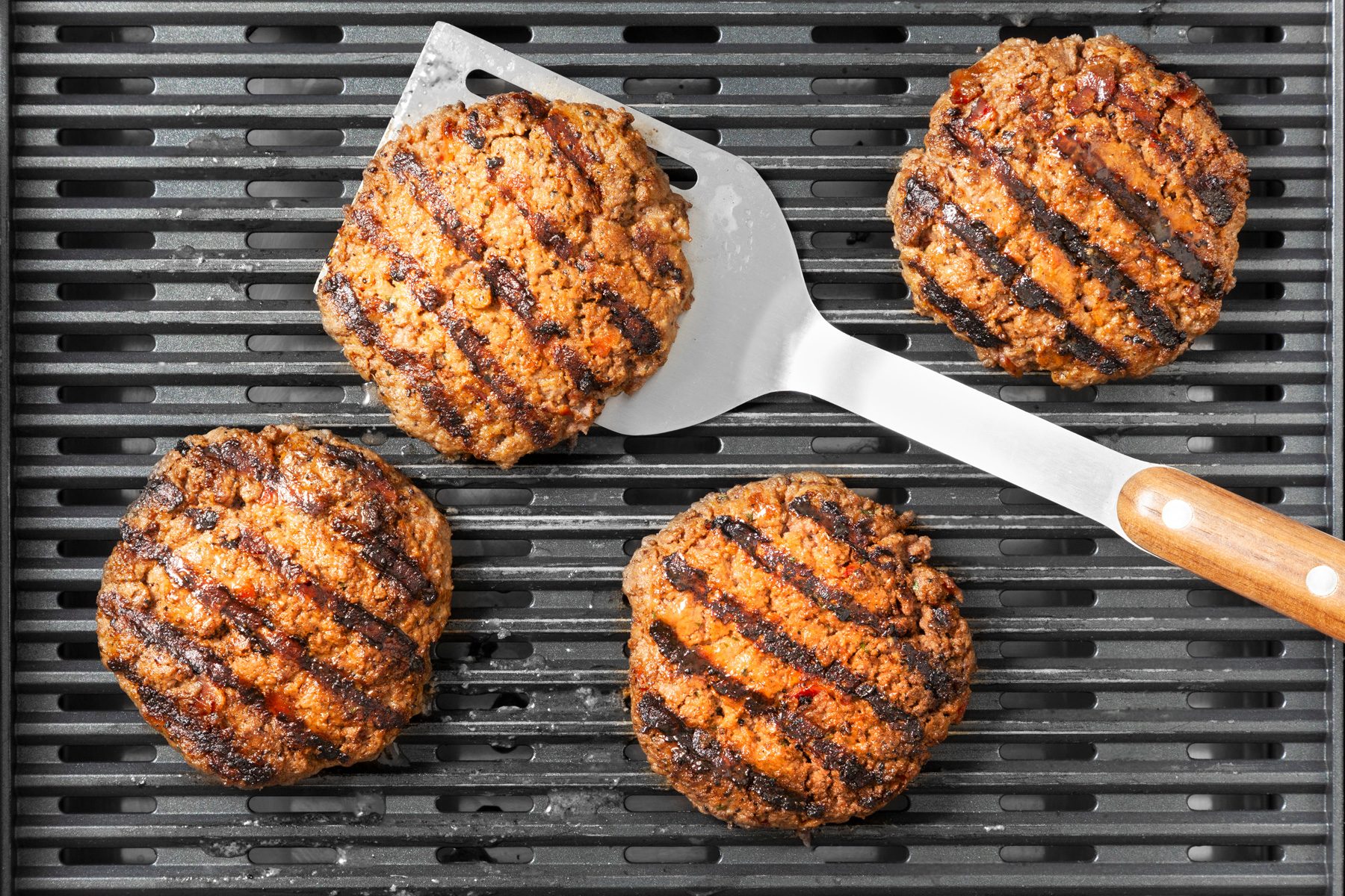 overhead shot of grilled patties
