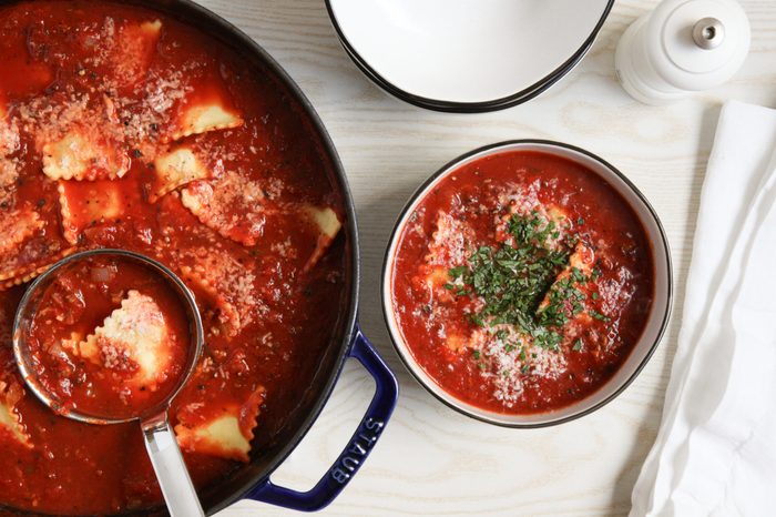 Serving Ravioli Soup