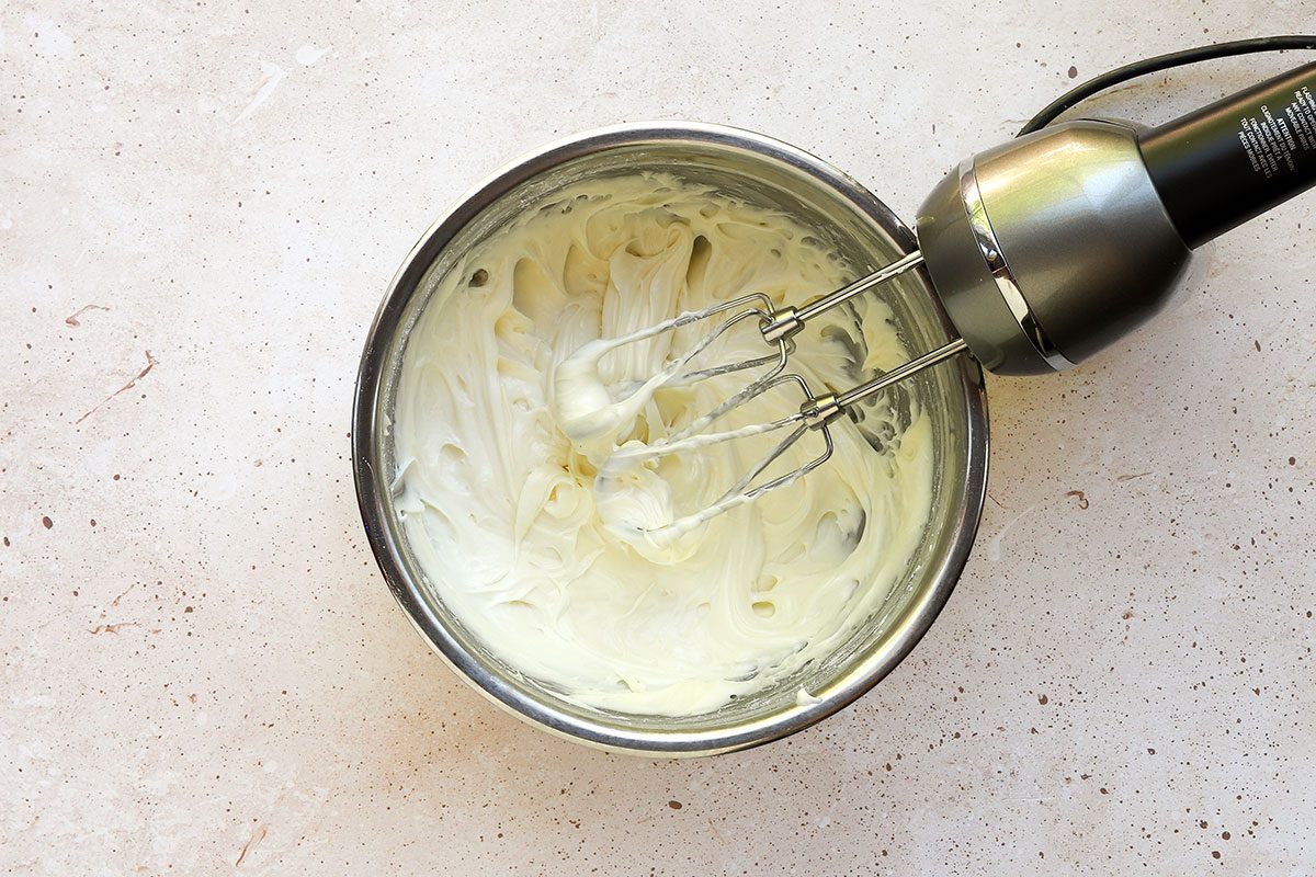 Beating cream cheese filling for red velvet whoopie pies, for Taste of Home.