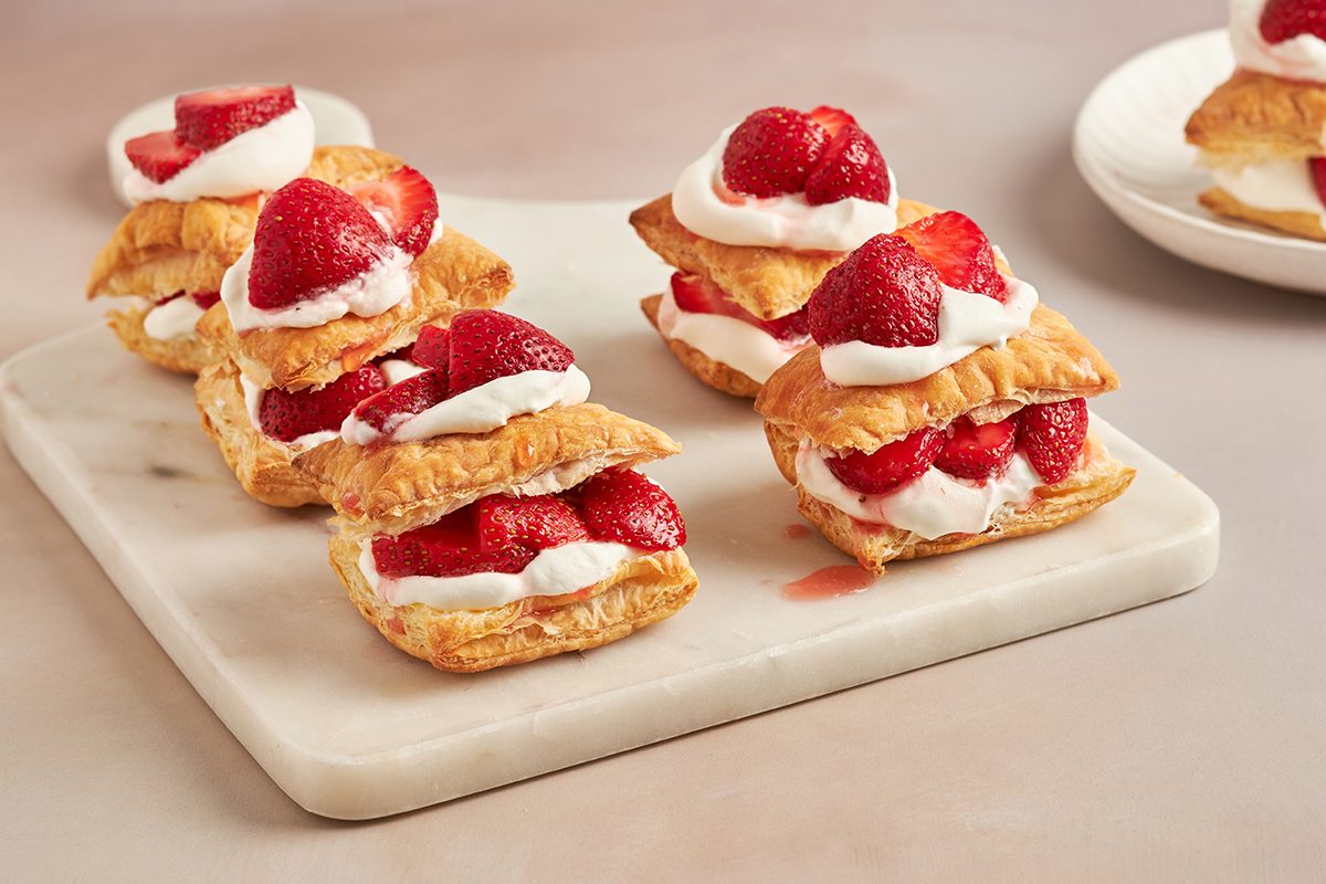 An easy and delicious recipe for strawberry shortcake puffs by Taste of Home.