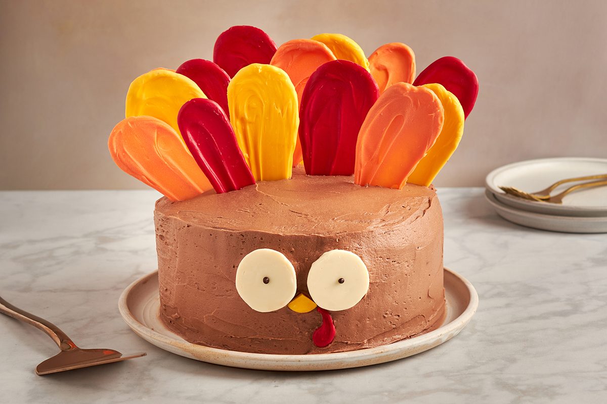 Switch things up this Thanksgiving with a whimsical turkey cake by Taste of Home.