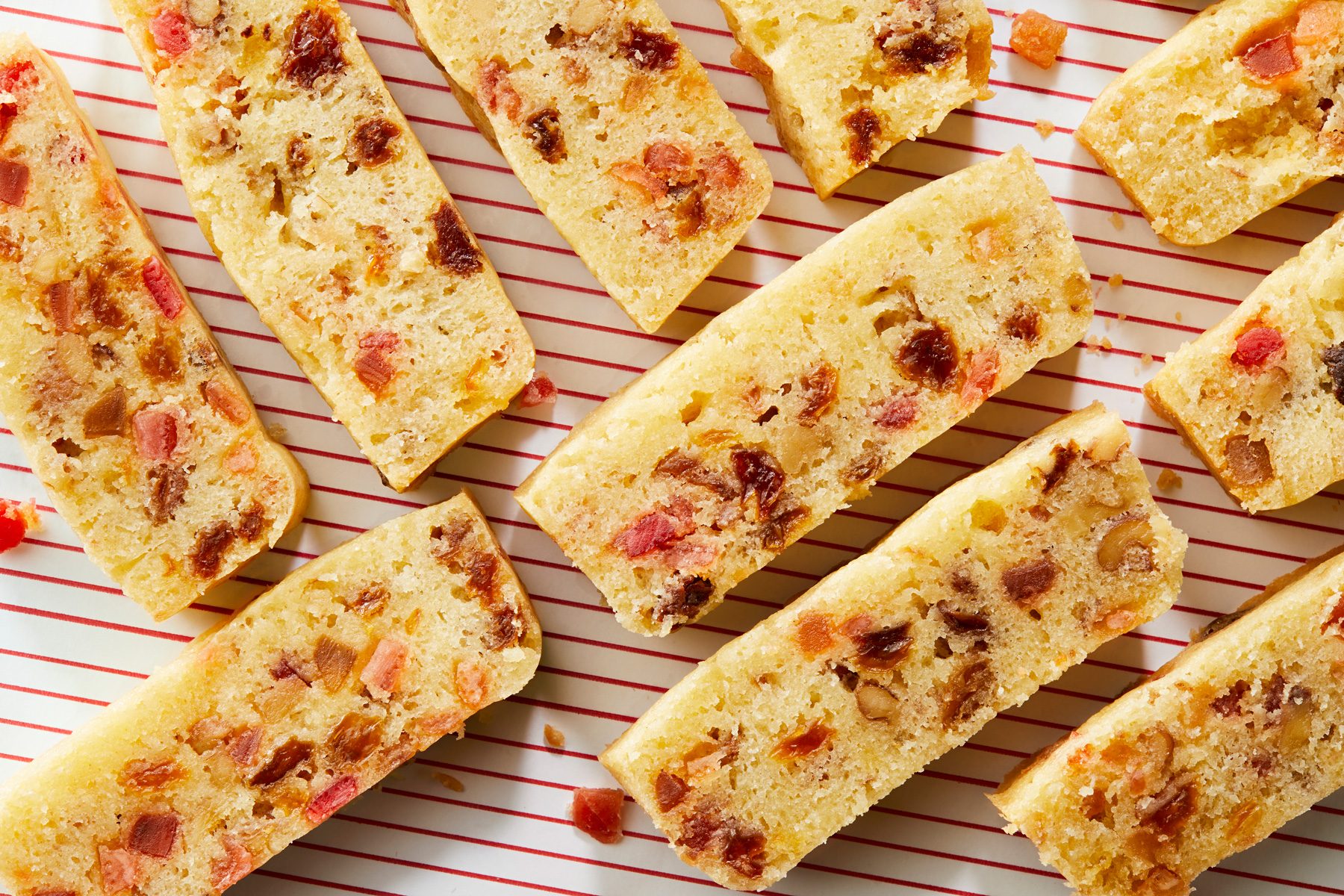 overhead shot of white fruitcake