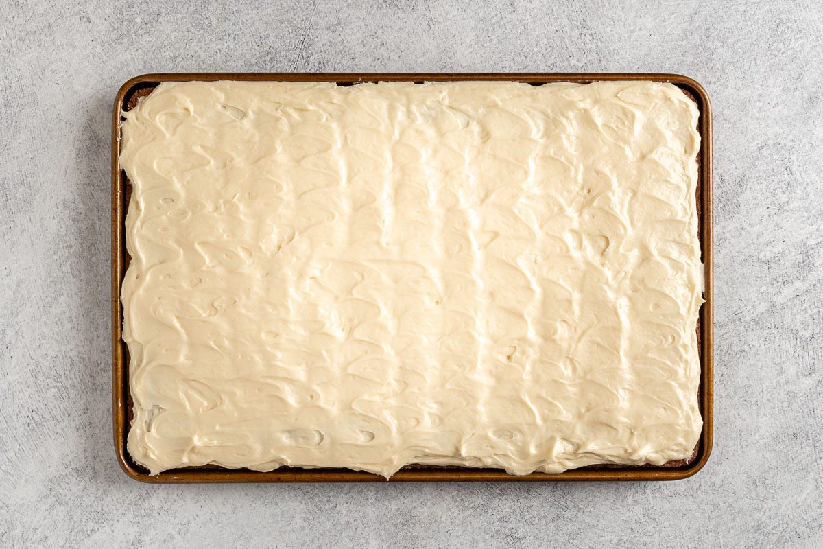 Taste of Home Banana Bars photo of the frosting on the cake.