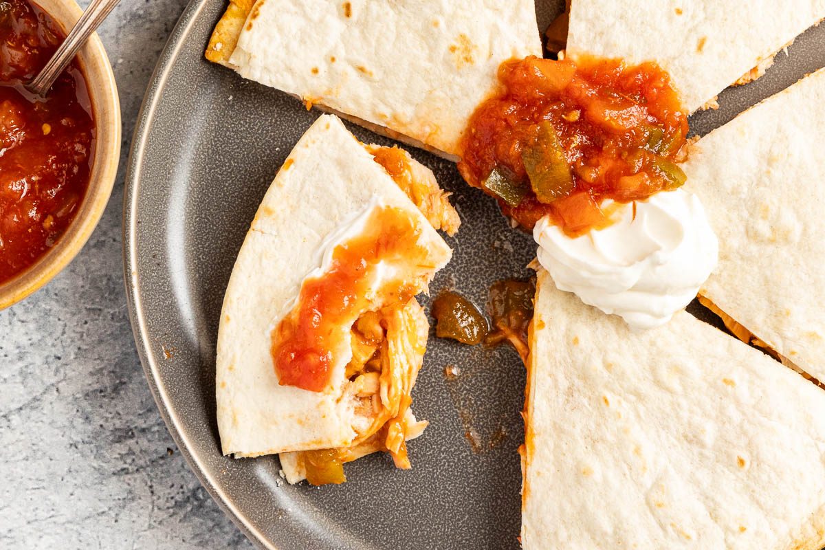 Bbq Chicken Quesadilla on a plate