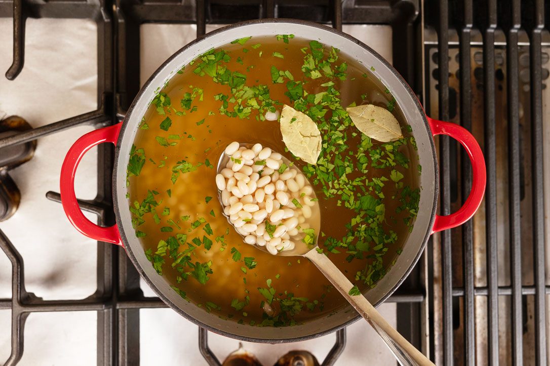 making Bean And Bacon Soup