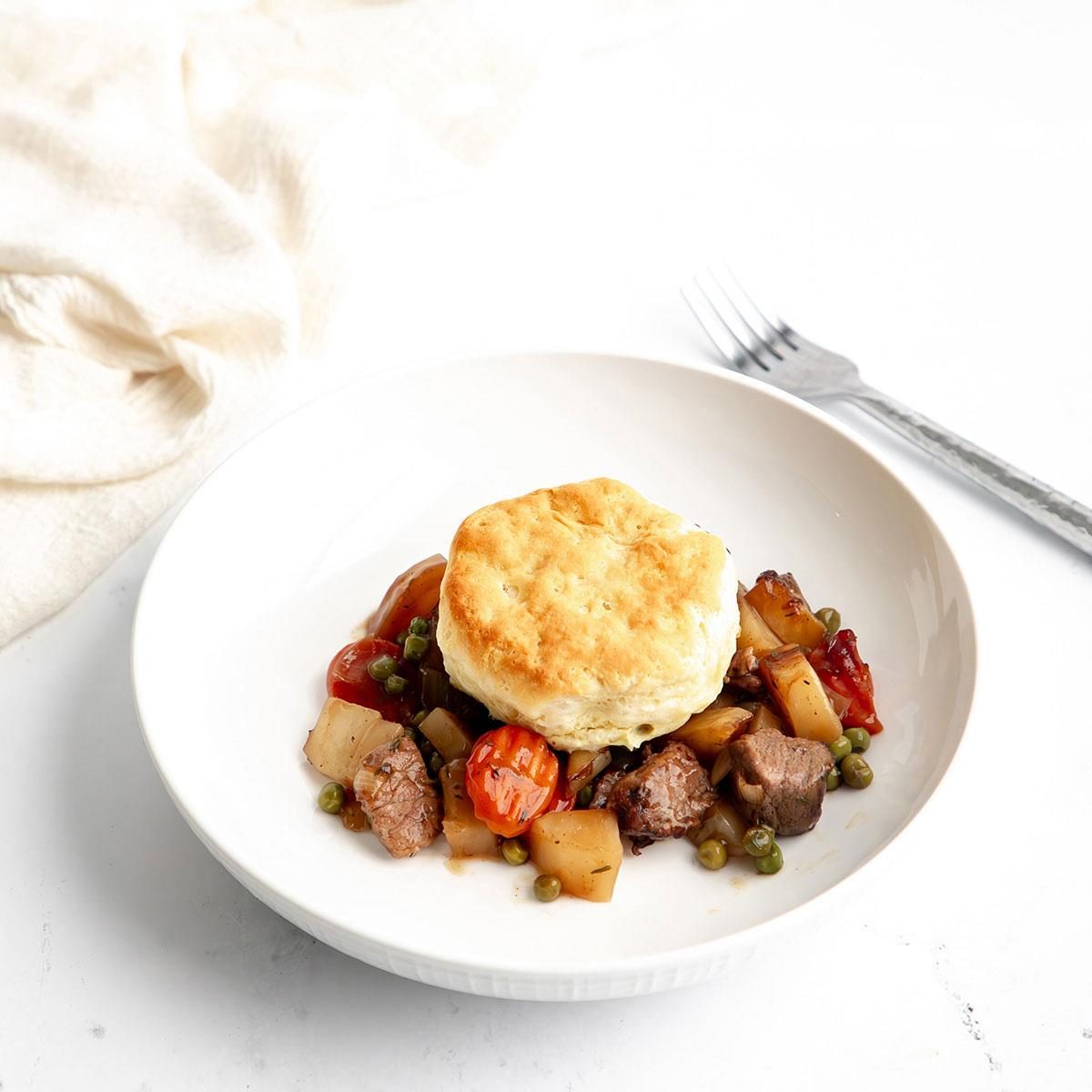 Beef Potpie with Biscuits