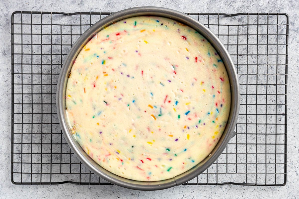 Taste of Home Birthday Cheesecake photo of the baked cheesecake.