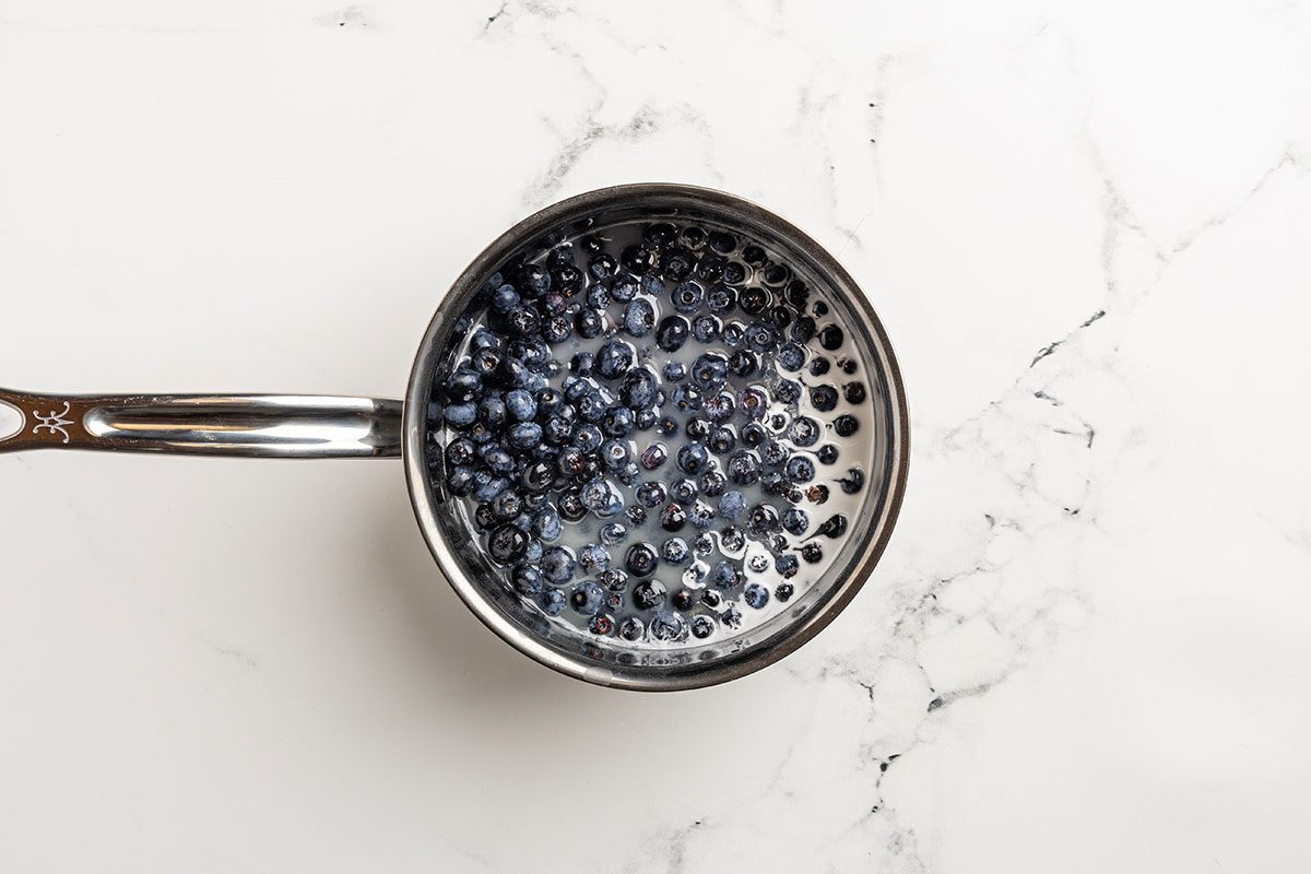blueberry filling in a saucepan