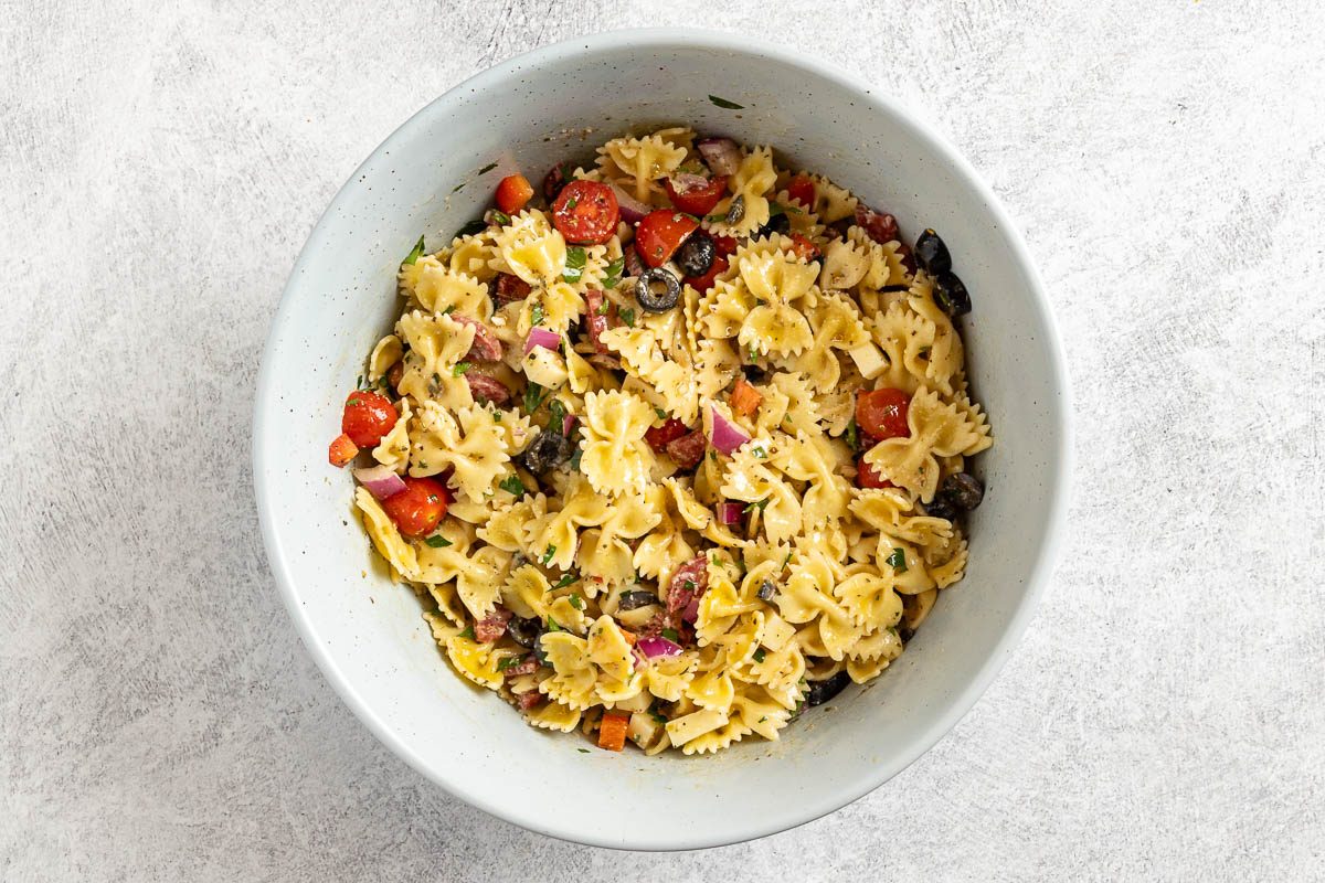 vinaigrette tossed with the pasta mixture.