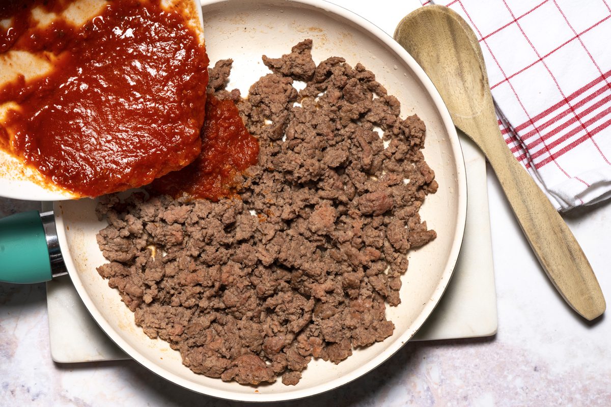 Bubble Pizza meat prep