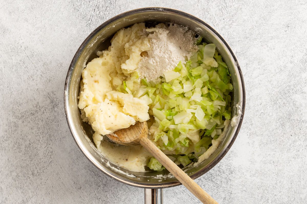 cabbage added ot the potatoes.