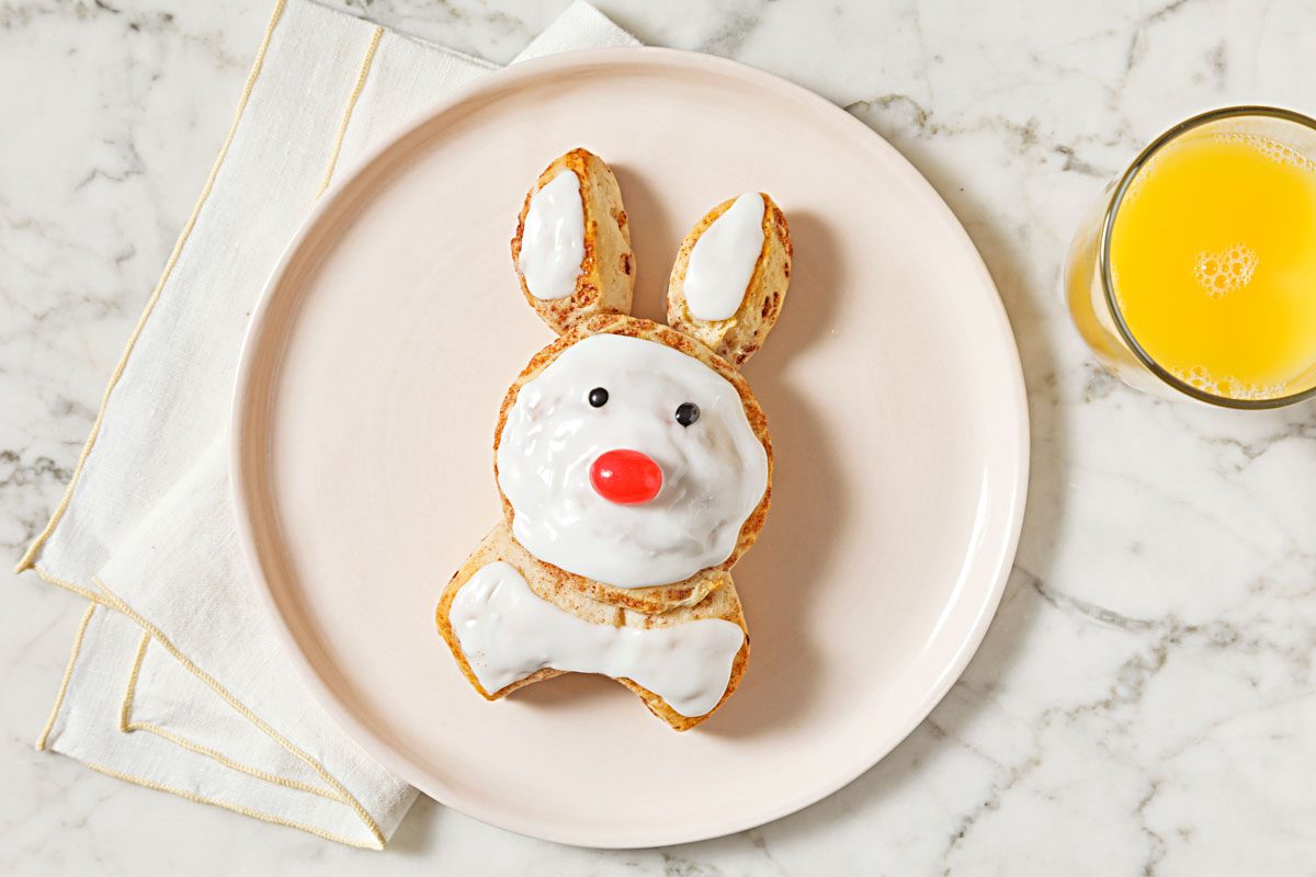 Overhead Shot Of Single Cinnamon Roll Bunny