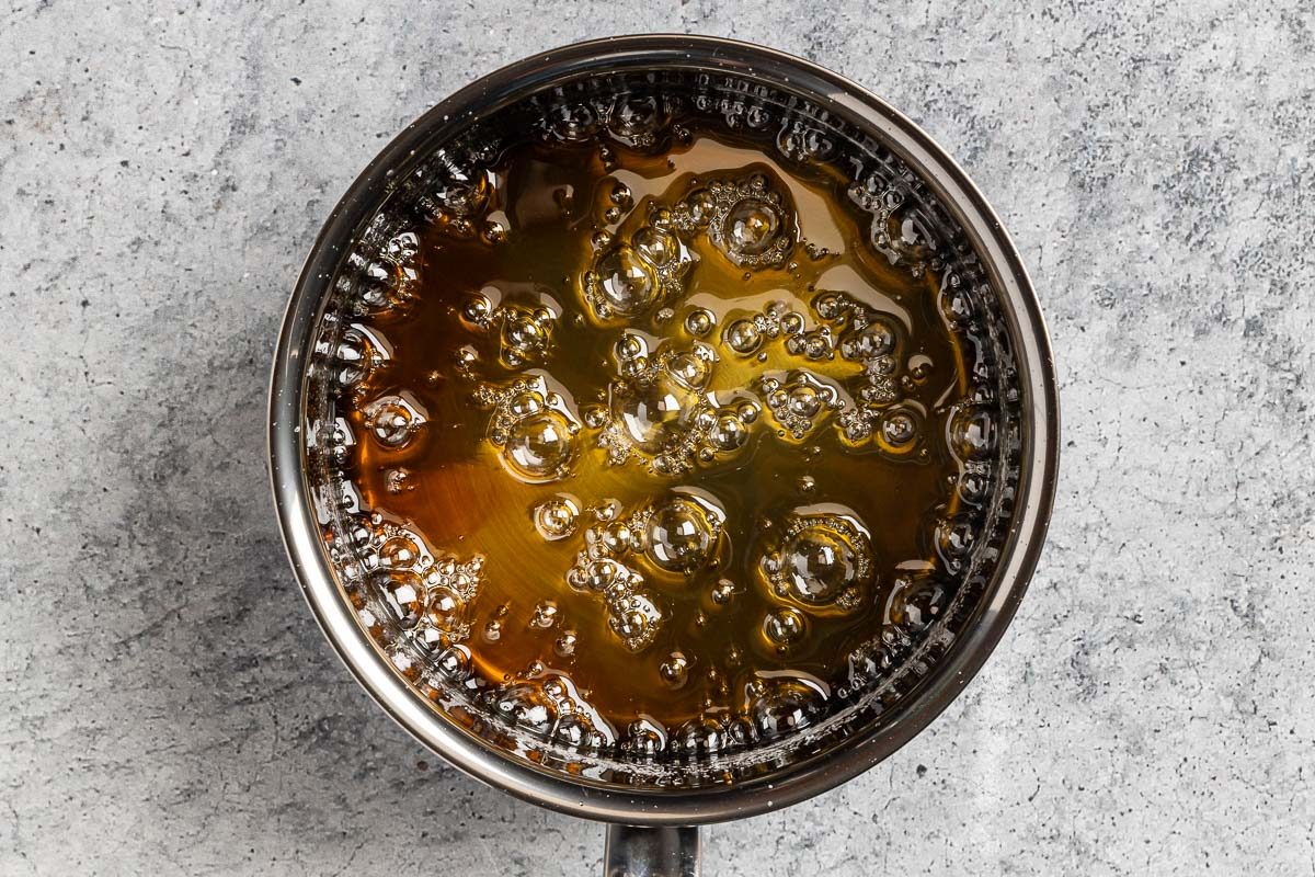 Taste of Home Caramel Syrup photo the simmered sugar and water.