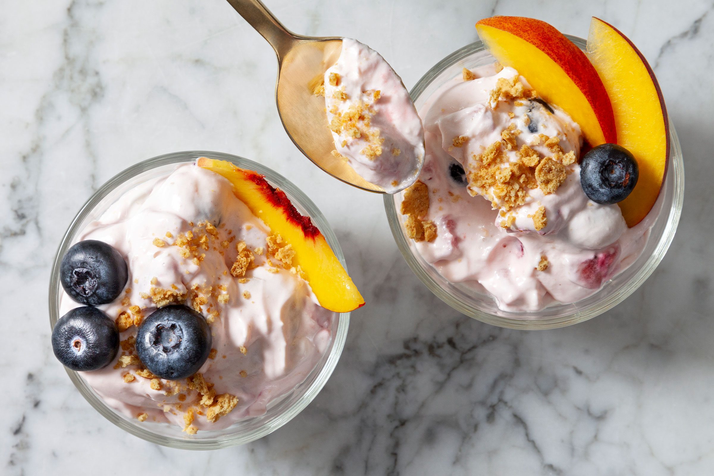 A couple bowls of Cheesecake Fruit Salad 