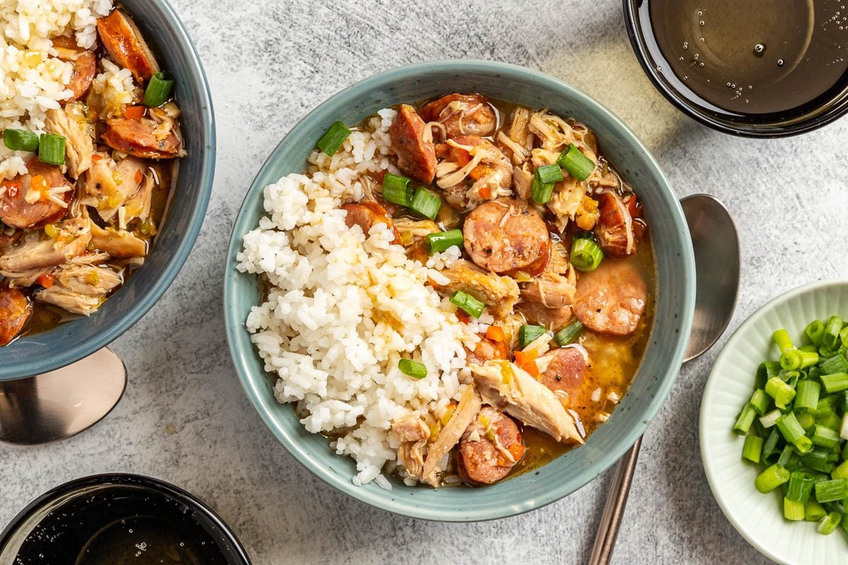 Taste of Home Chicken and Andouille Gumbo photo of the finished recipe.